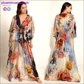 2020 Multicolored Bohemian Floral Printed Long Kimono