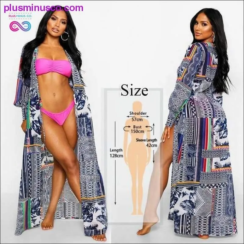 2020 Multicolored Bohemian Floral Printed Long Kimono