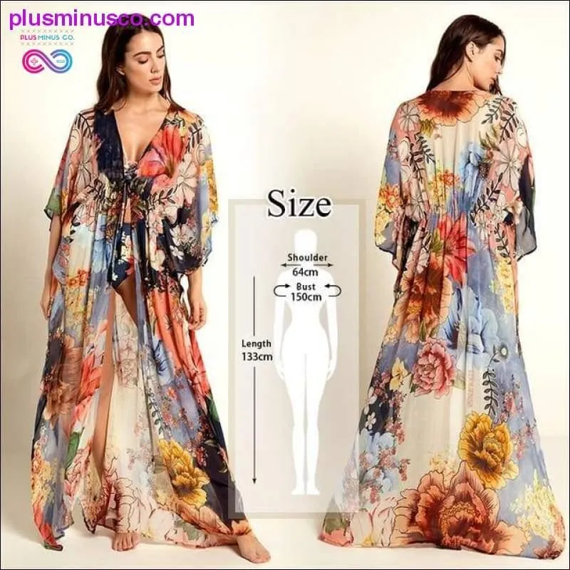 2020 Multicolored Bohemian Floral Printed Long Kimono