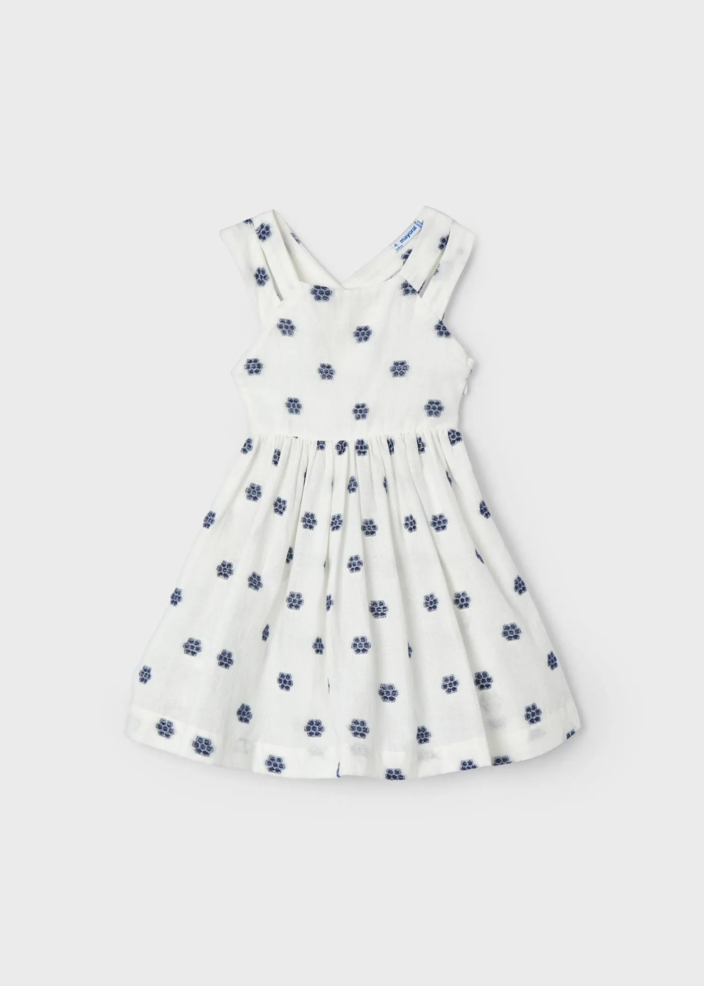 3922 - Jacquard flower dress for girl - White