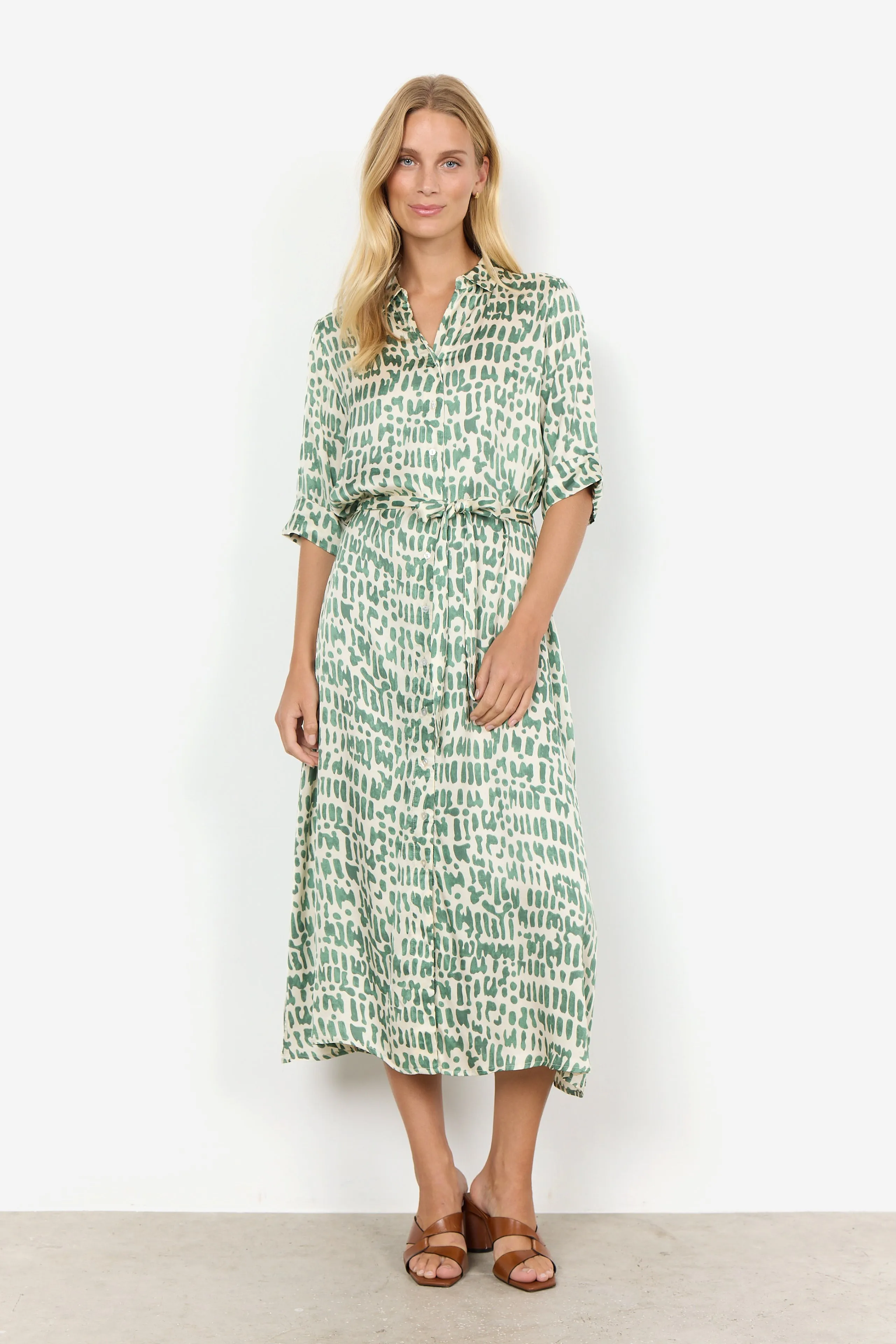 40662~ Emmalou Green Silk Dress - Soya Concept