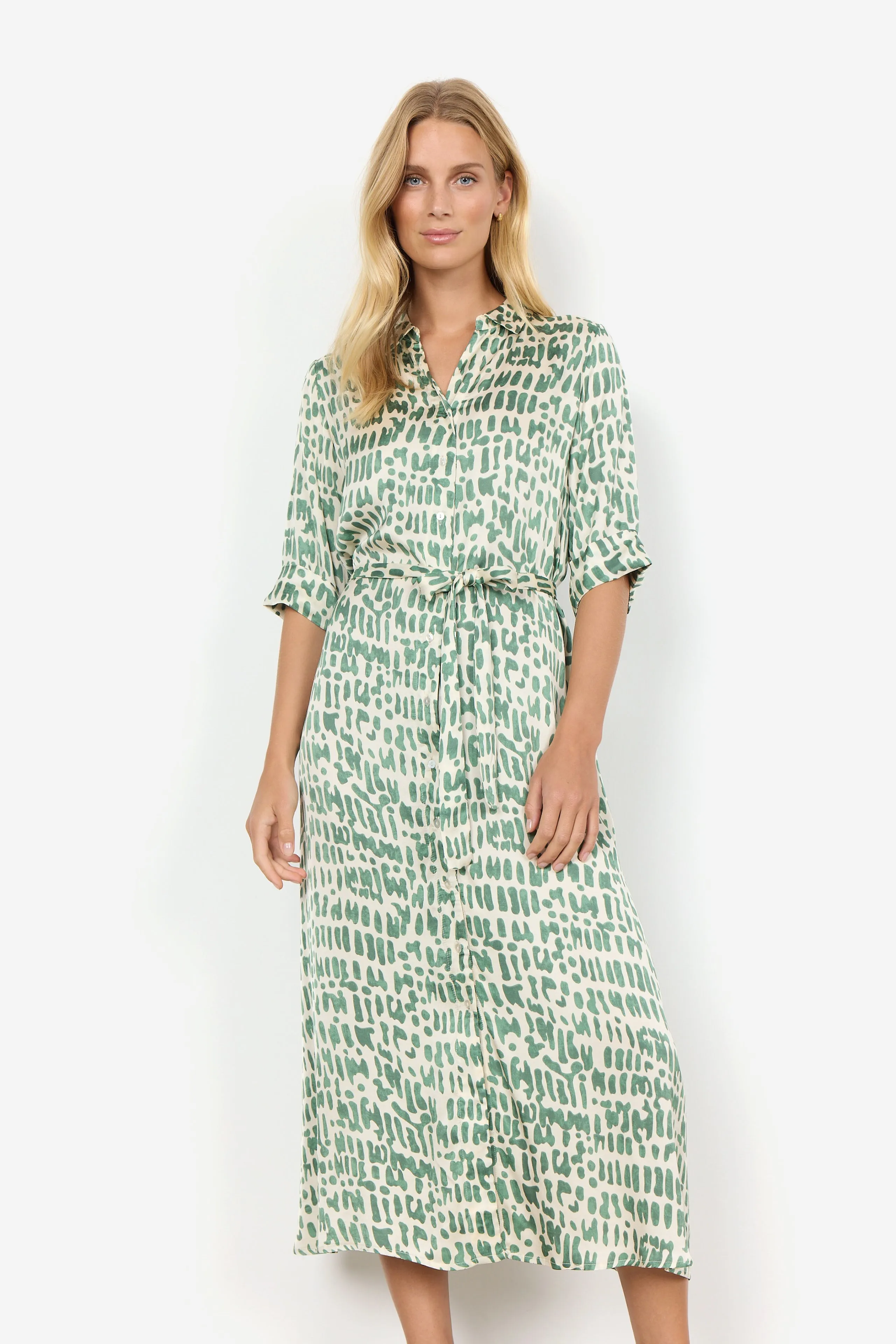 40662~ Emmalou Green Silk Dress - Soya Concept