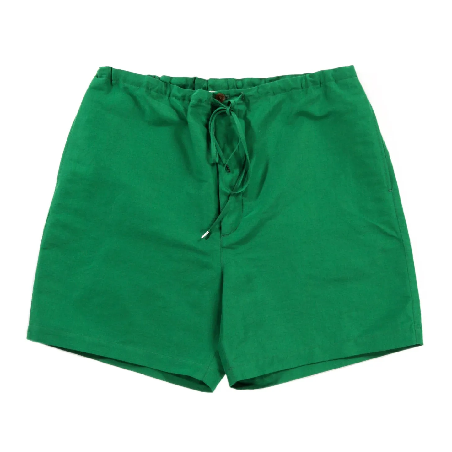 AURALEE HIGH DENSITY FINX LINEN WEATHER EASY SHORTS GREEN