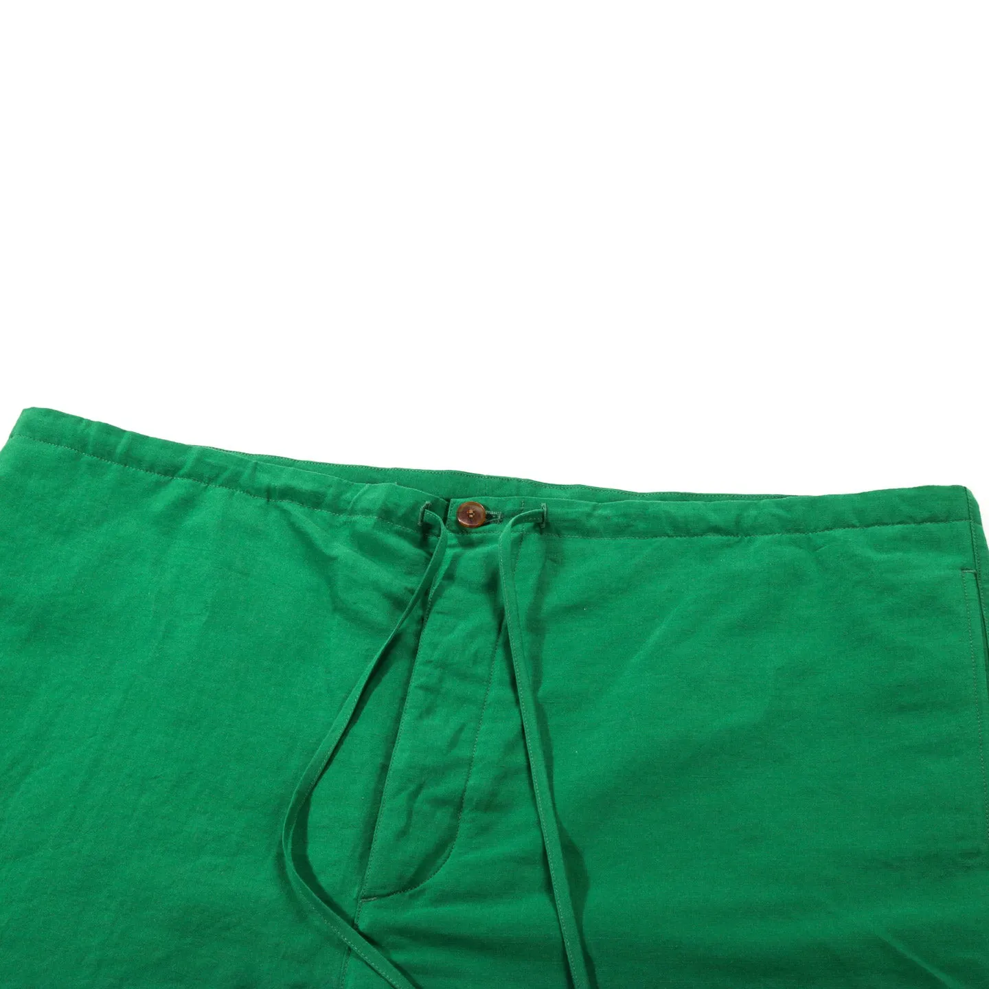 AURALEE HIGH DENSITY FINX LINEN WEATHER EASY SHORTS GREEN