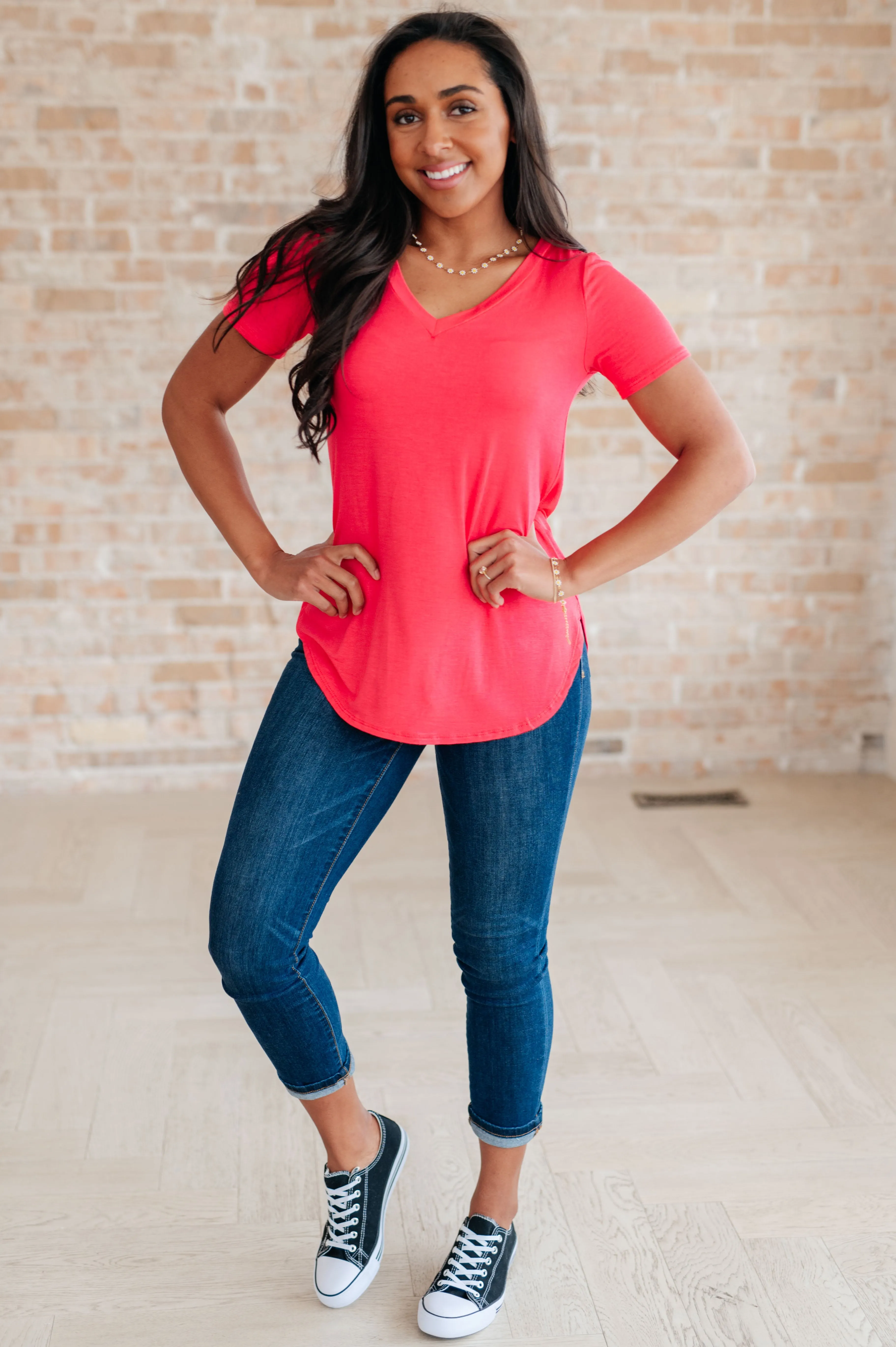 Back to the Basics Top in Hot Coral