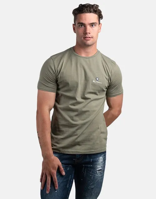 Ben Sherman Ecn003 Entry Tar Print Crew Neck Olive