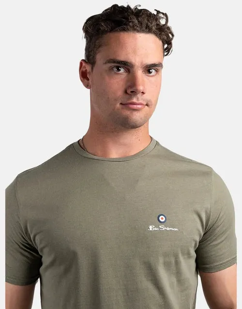 Ben Sherman Ecn003 Entry Tar Print Crew Neck Olive