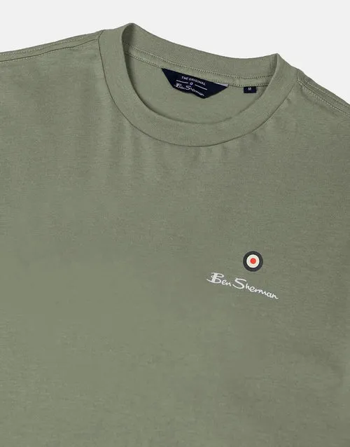 Ben Sherman Ecn003 Entry Tar Print Crew Neck Olive