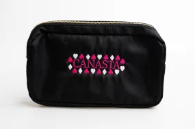 Black Medium Embroidered Canasta Pouch