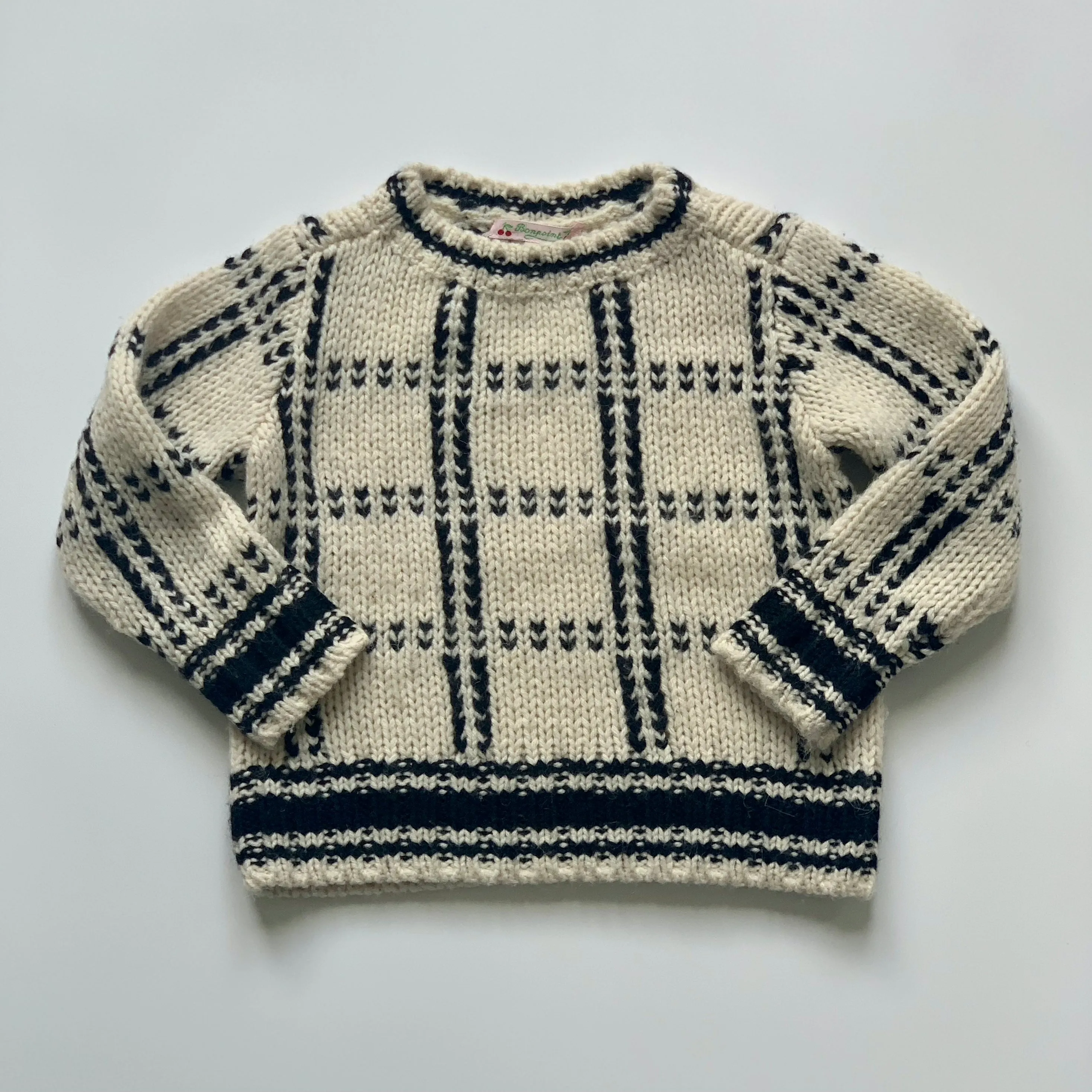 Bonpoint Black And Cream Alpaca/ Wool Mix Jumper: 4 Years