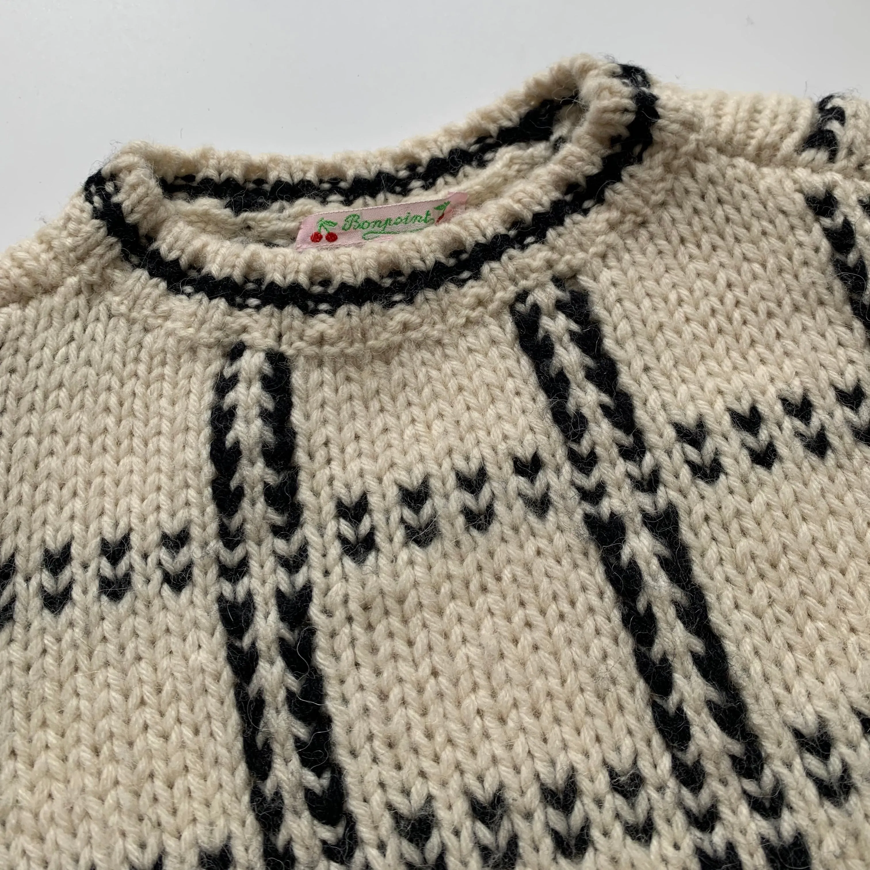 Bonpoint Black And Cream Alpaca/ Wool Mix Jumper: 4 Years