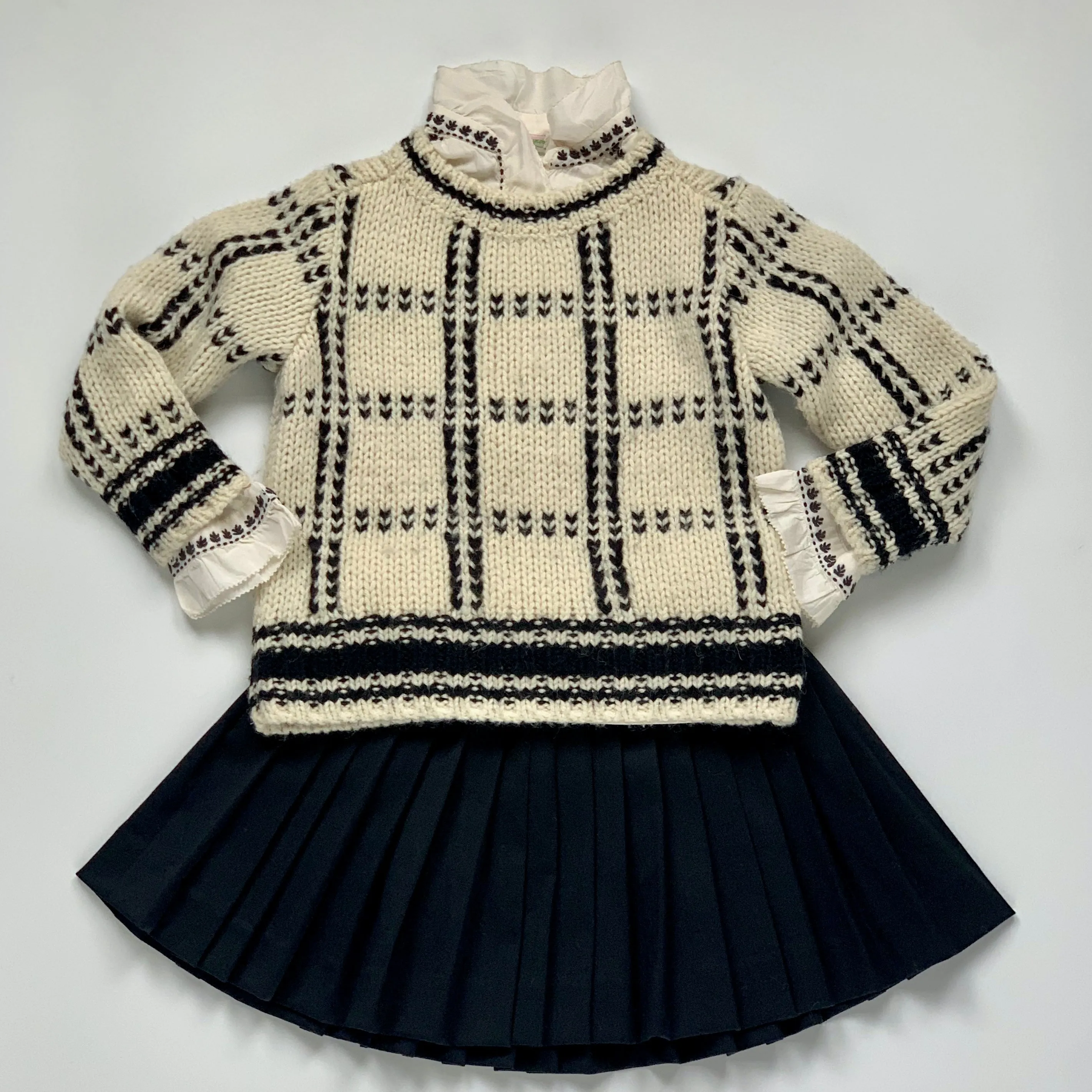 Bonpoint Black And Cream Alpaca/ Wool Mix Jumper: 4 Years