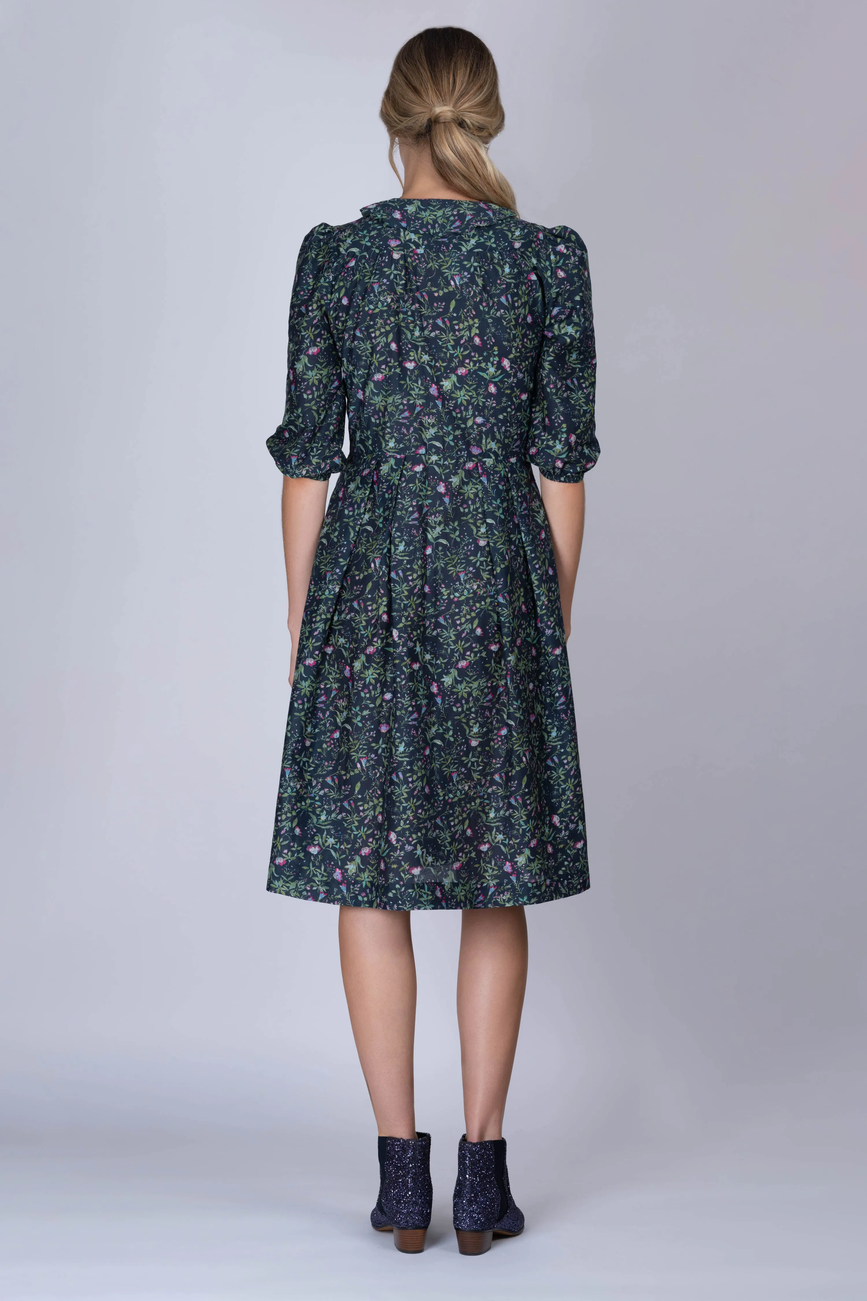 Botanical Print Cotton Silk SONNET Dress