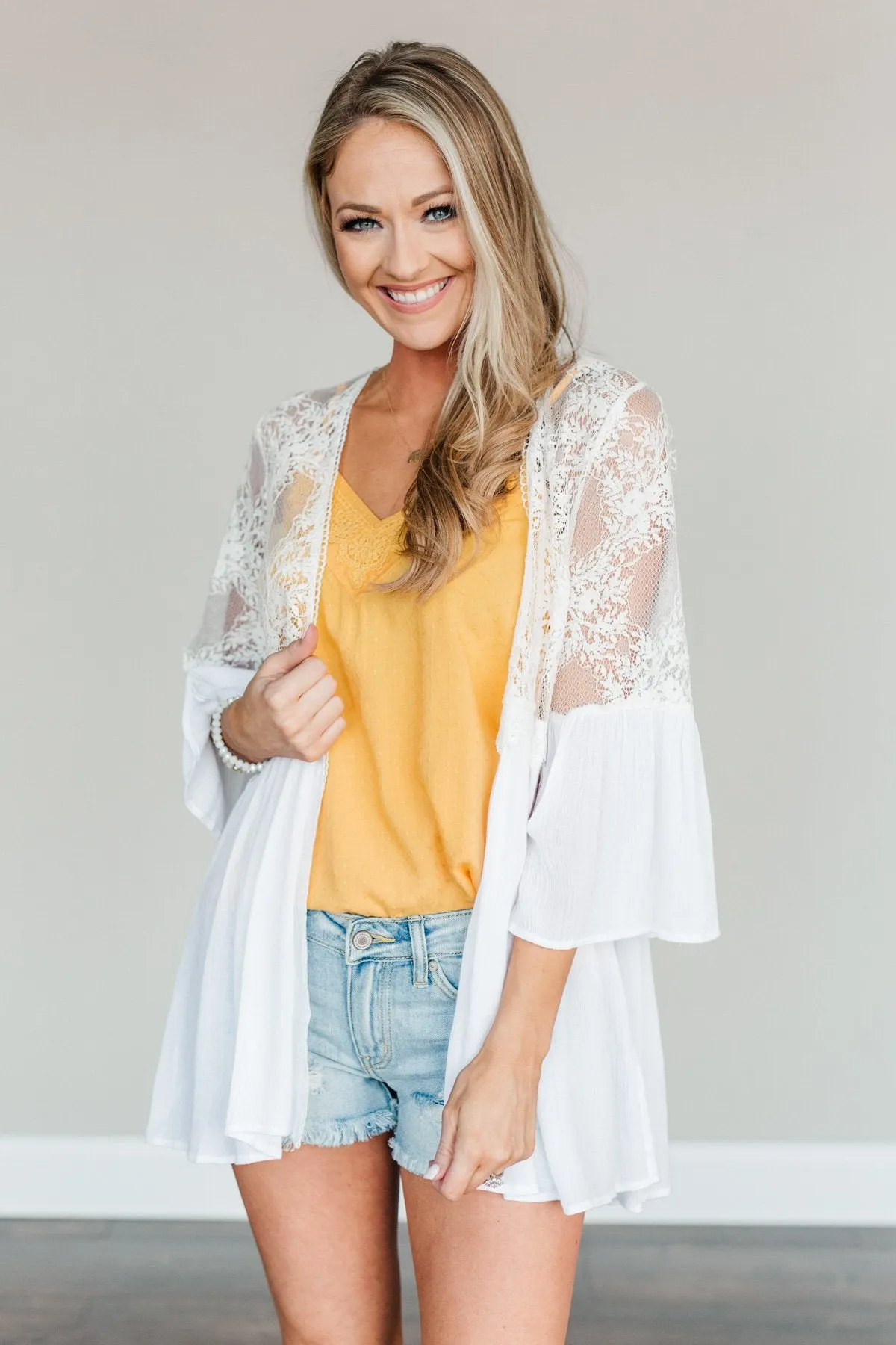 Brighter Days Ahead Lace Kimono- Off-White