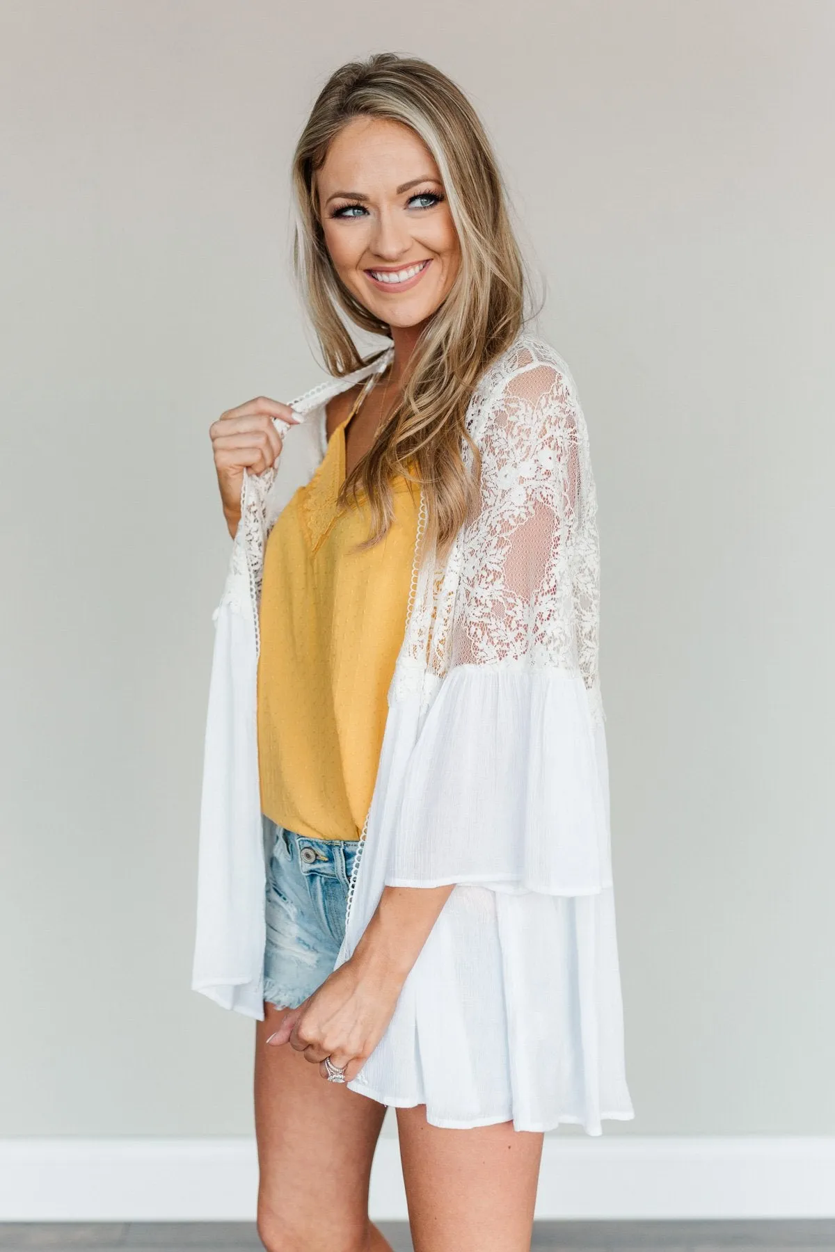 Brighter Days Ahead Lace Kimono- Off-White