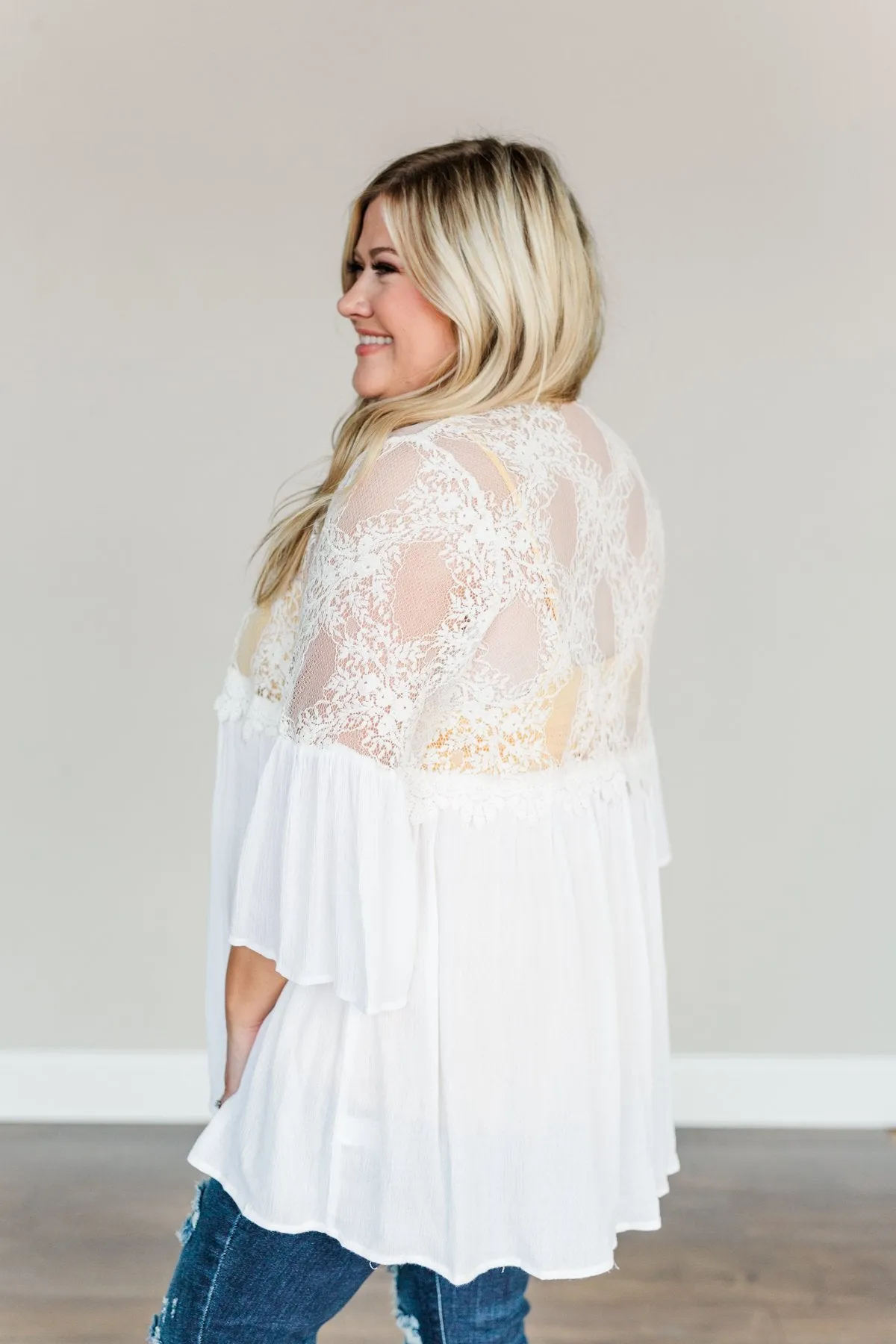 Brighter Days Ahead Lace Kimono- Off-White