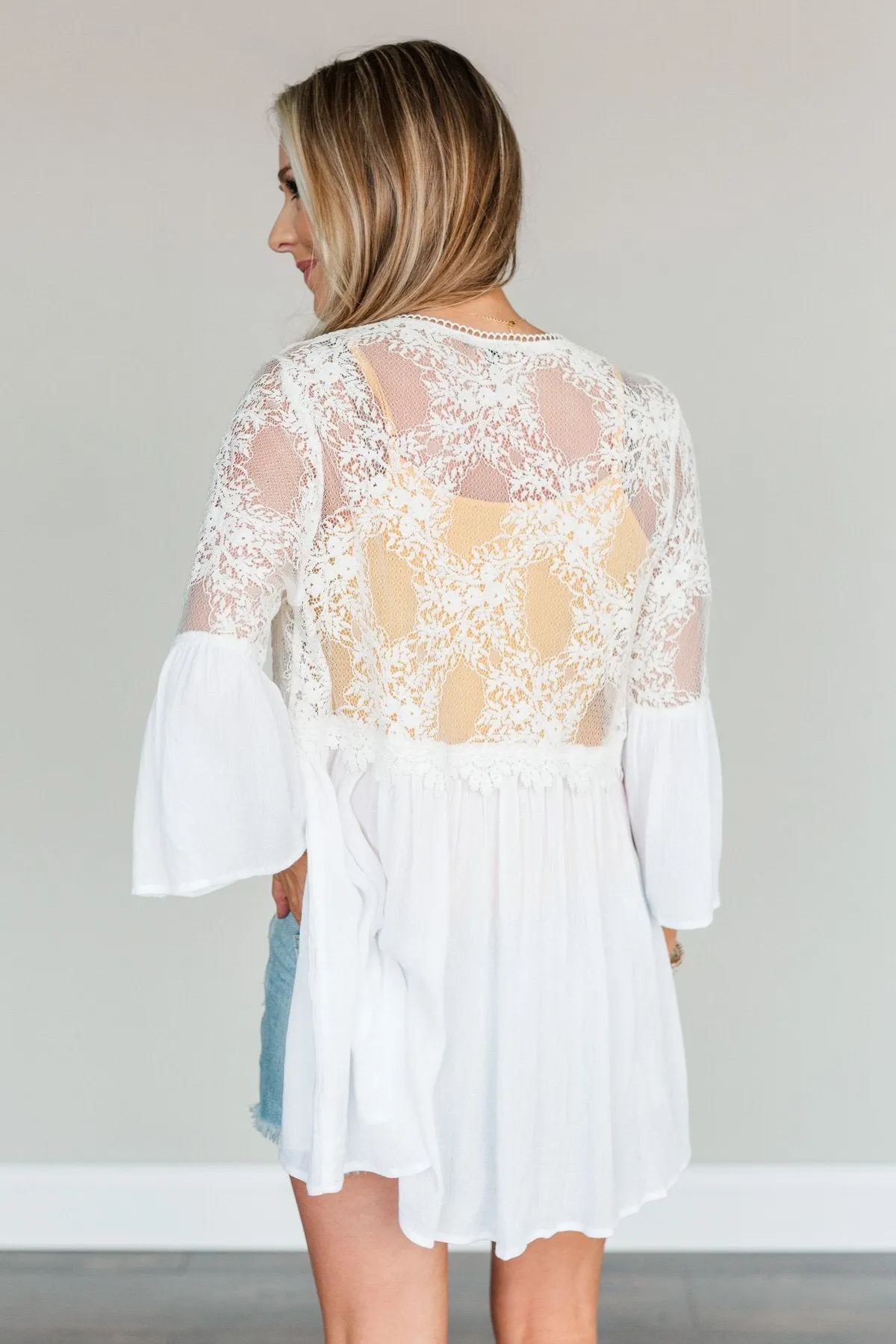 Brighter Days Ahead Lace Kimono- Off-White