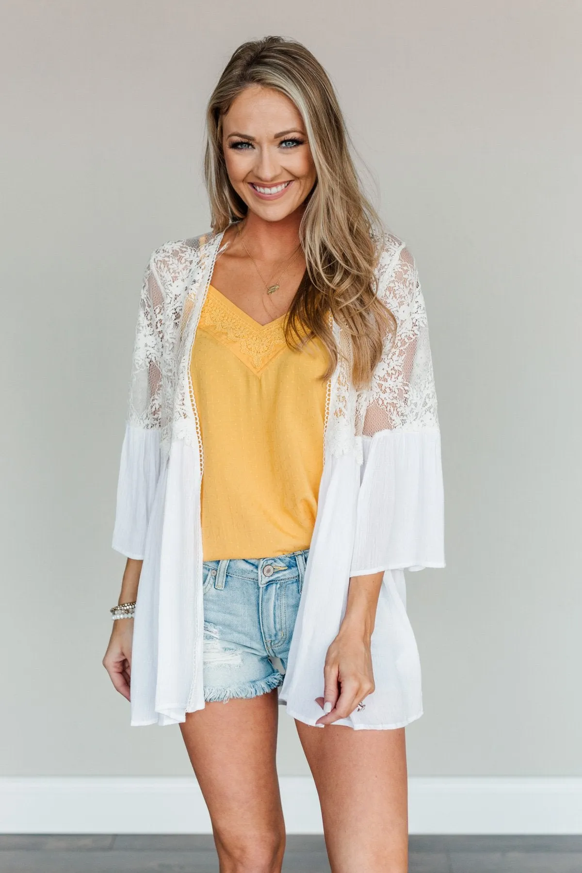 Brighter Days Ahead Lace Kimono- Off-White