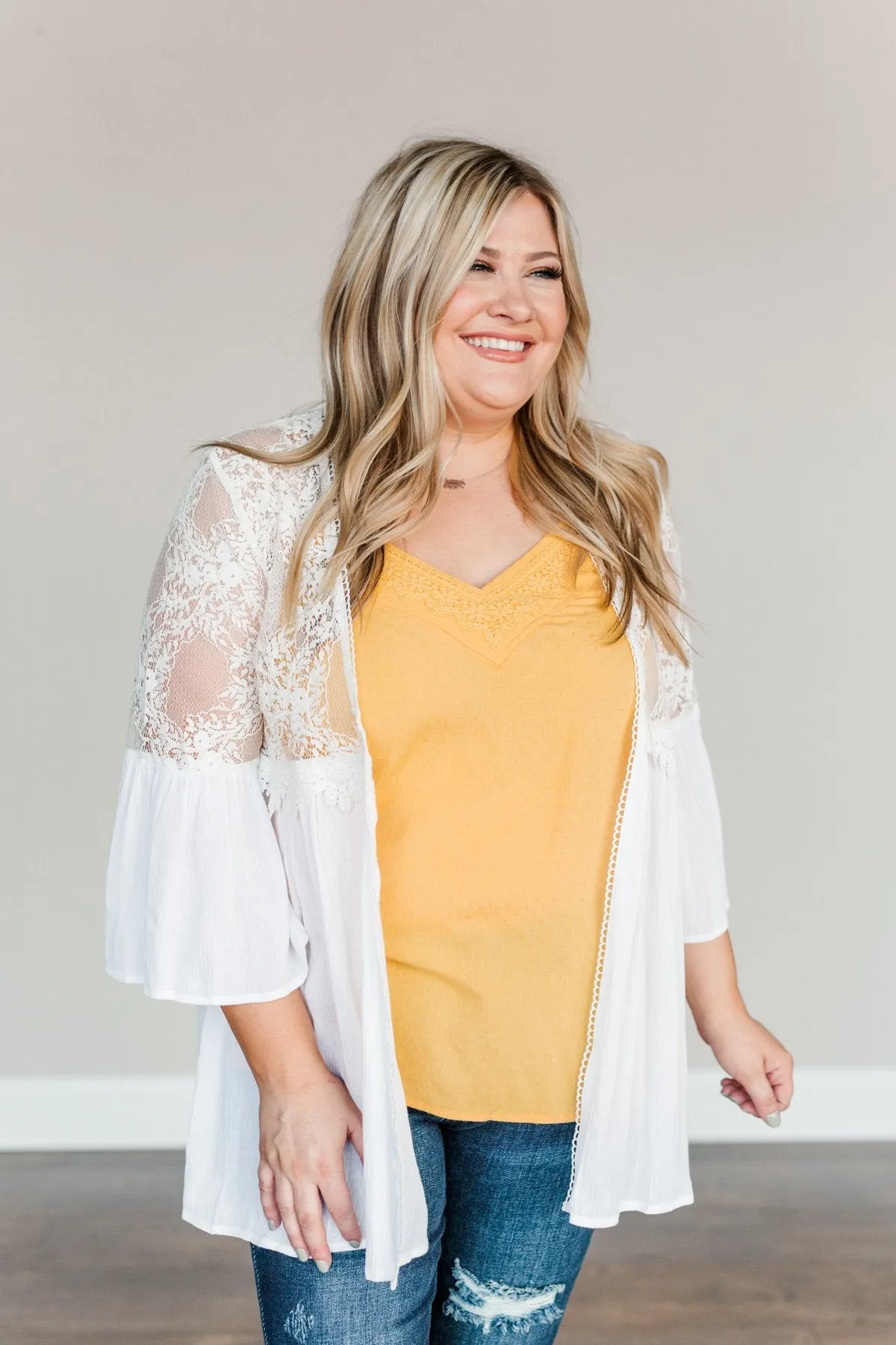 Brighter Days Ahead Lace Kimono- Off-White