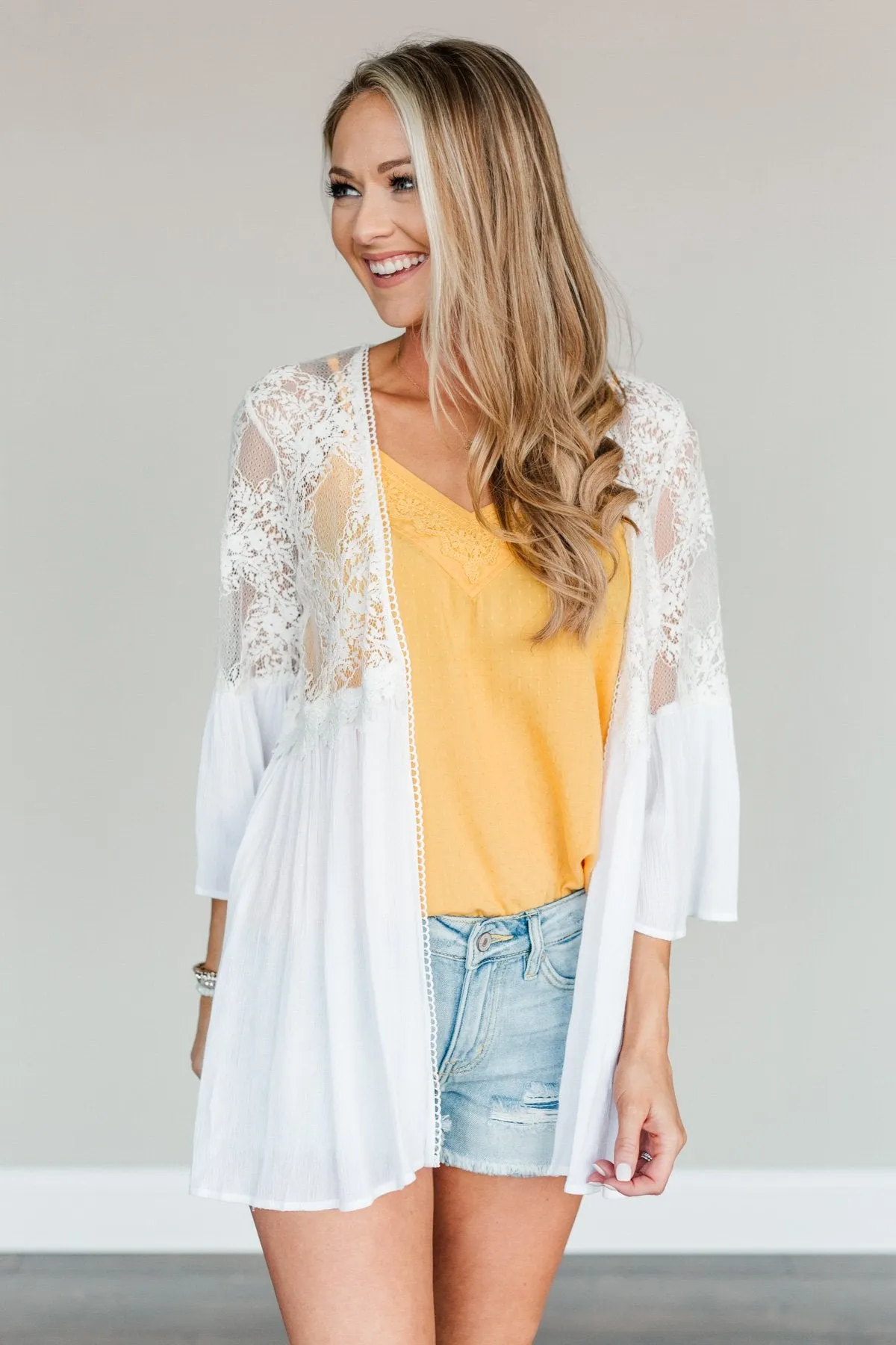 Brighter Days Ahead Lace Kimono- Off-White