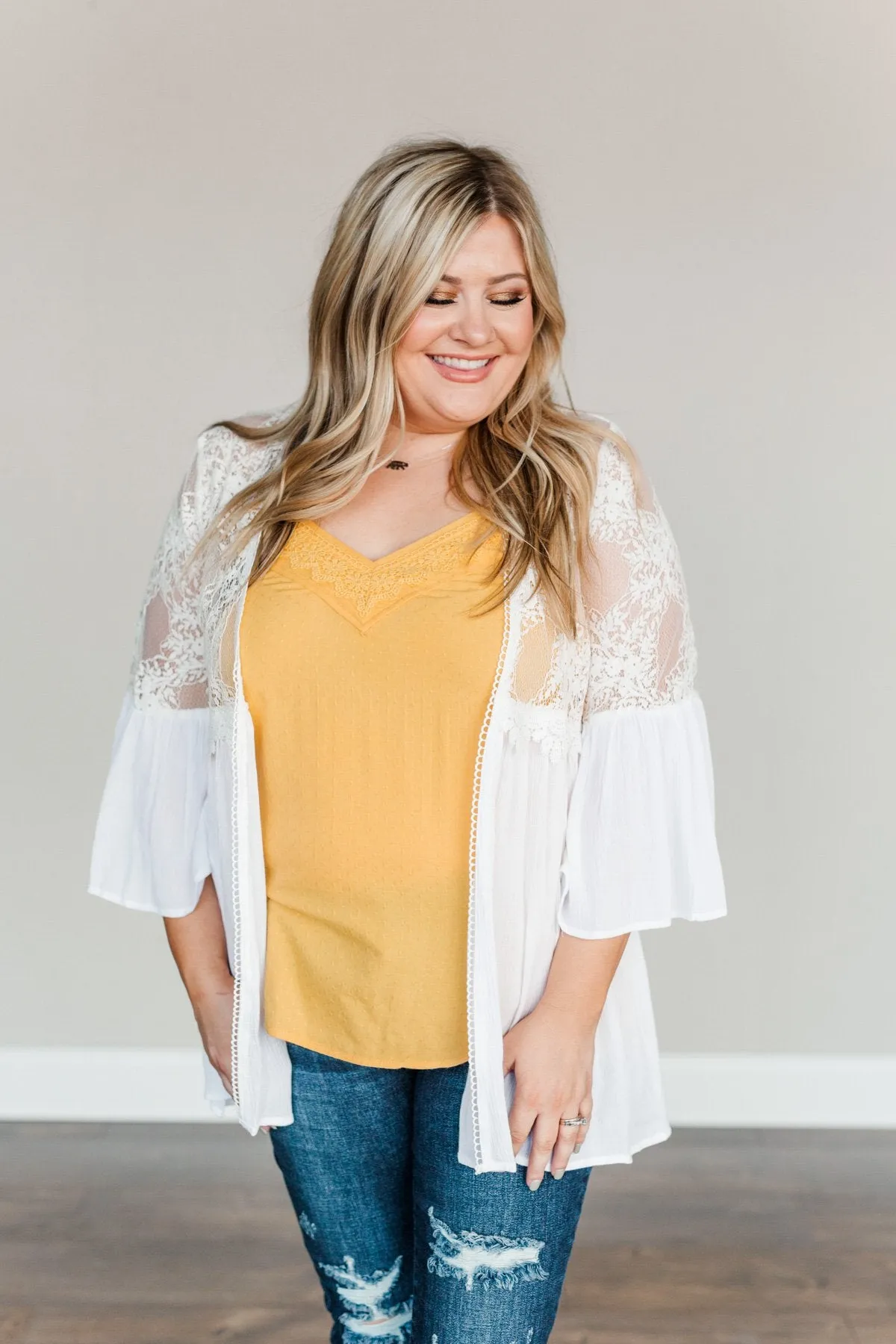 Brighter Days Ahead Lace Kimono- Off-White