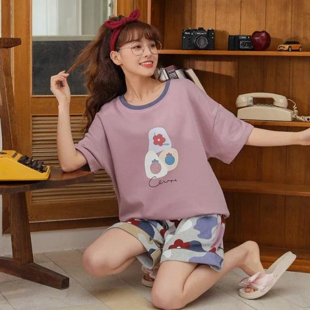 BZEL New Summer Sleepwear Cotton Women's Pajamas Set