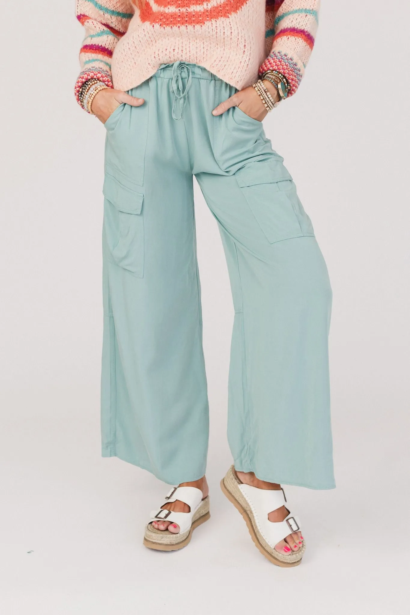 Caspian Wide Leg Pants - Teal