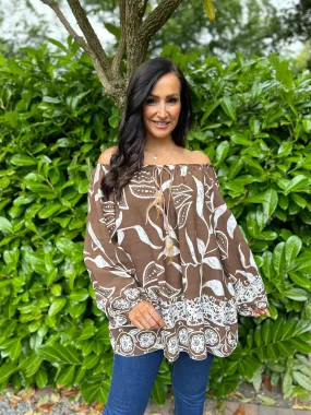 Chocolate Floral Feather Detail Blouse Harley