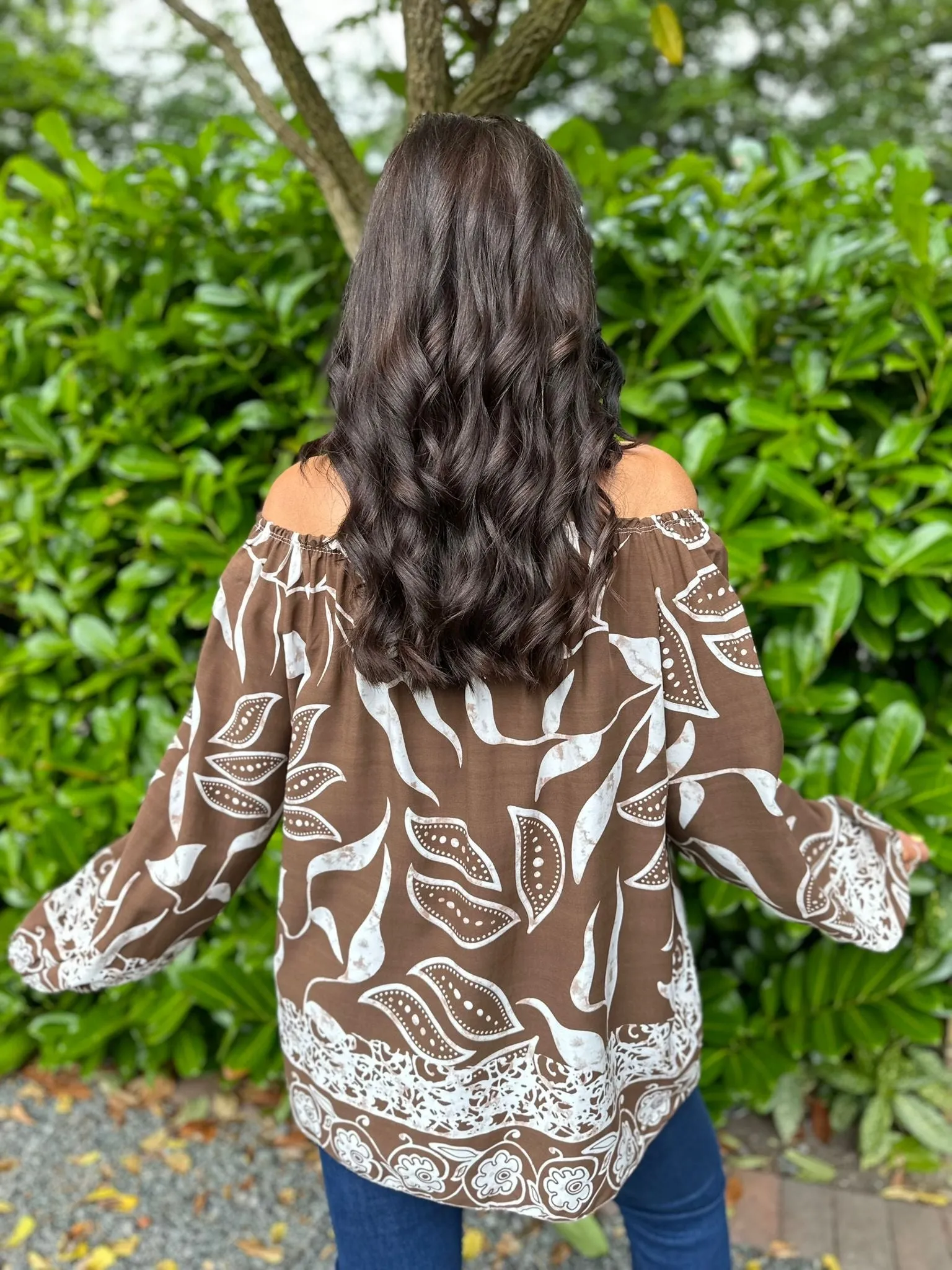 Chocolate Floral Feather Detail Blouse Harley