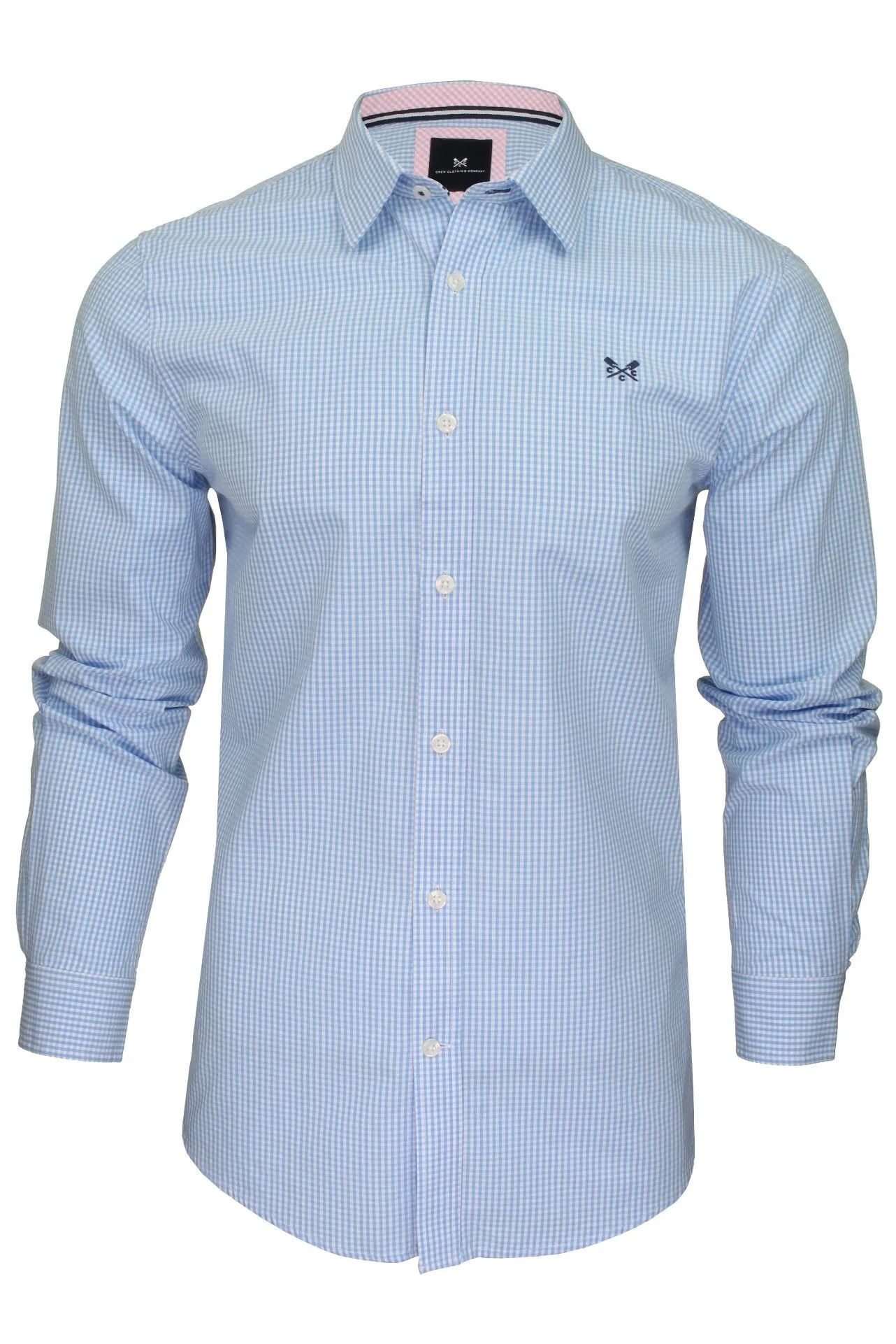 Crew Clothing Mens Check Poplin Shirt 'Classic Micro Gingham' - Long Sleeved