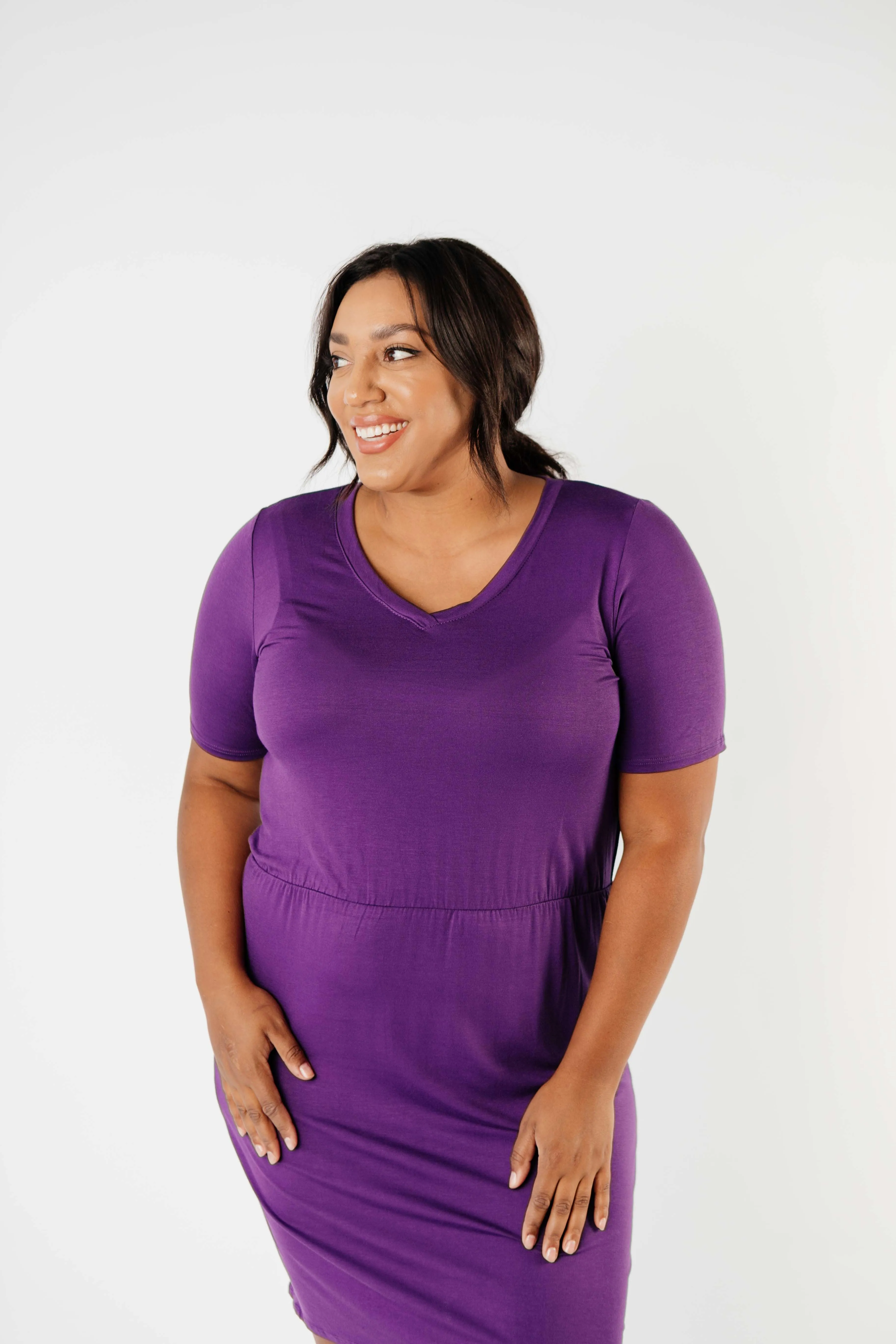 Cute Comfort Dress In Purple - On Hand