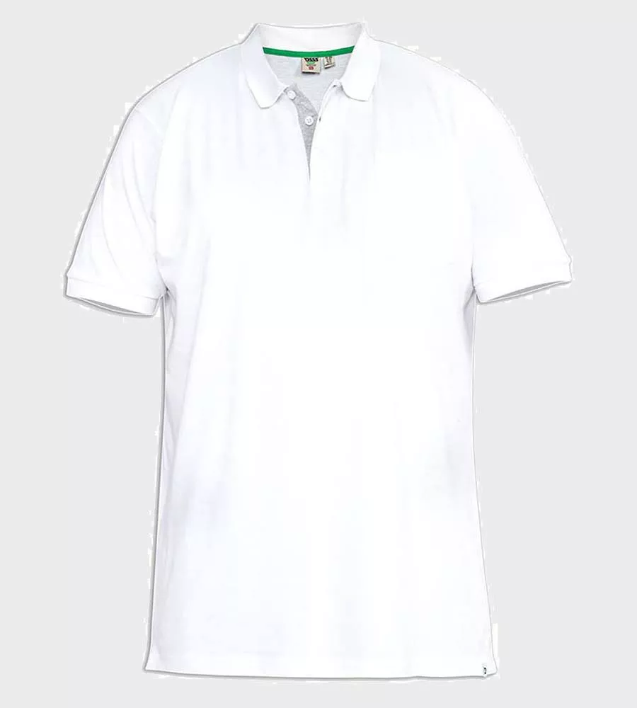 D555 Big Mens White Fully Combed Pique Polo Shirt With Pocket (GRANT WHITE)