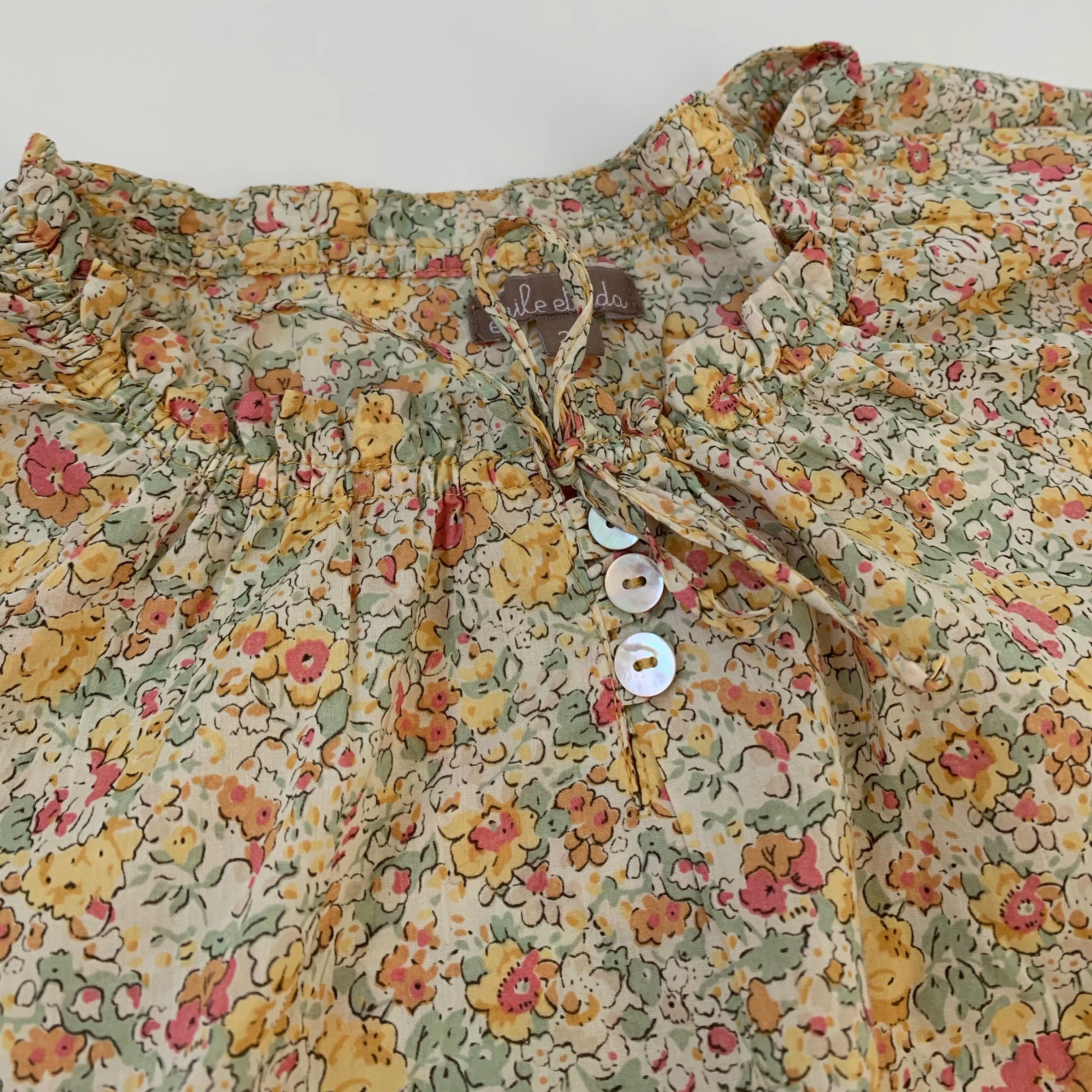 Emile Et Ida Yellow Tone Liberty Print Dress: 2 Years