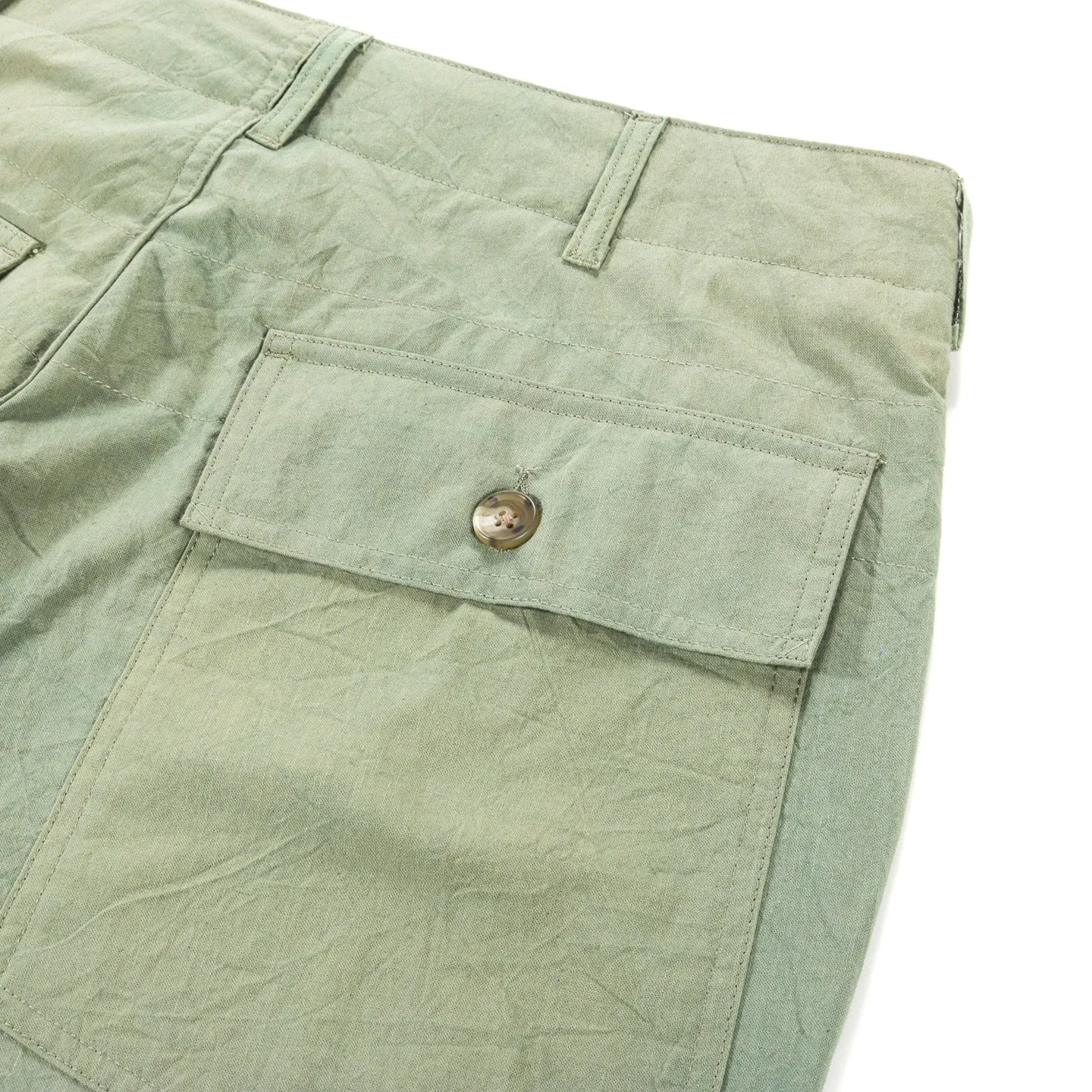 ENGINEERED GARMENTS FATIGUE SHORT OLIVE COTTON SHEETING