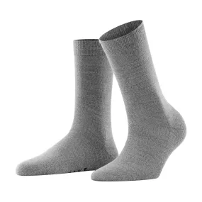 FALKE Soft Merino Crew Length Socks Light Grey Mel - Light Grey