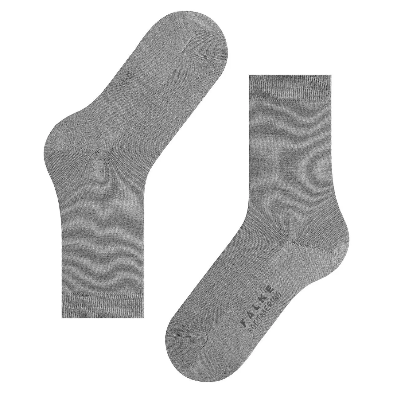 FALKE Soft Merino Crew Length Socks Light Grey Mel - Light Grey