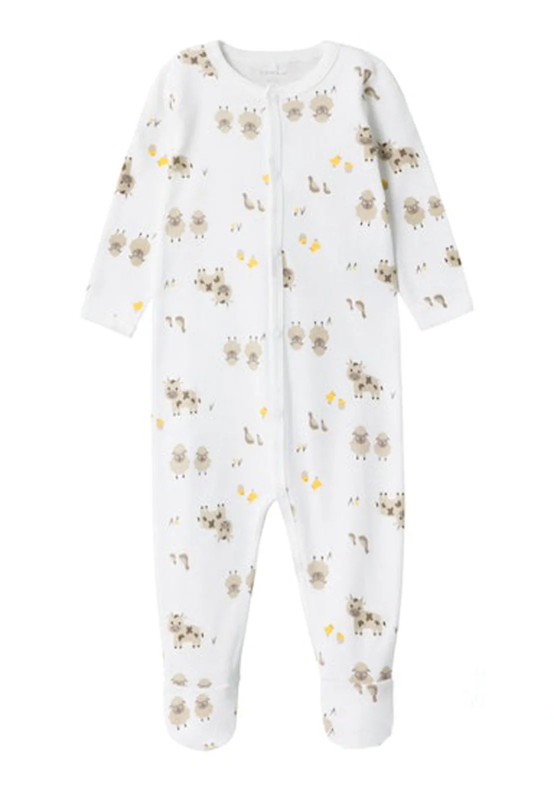 Farm Animal Sleepsuit With Feet - White