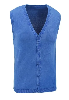 Gilet smanicato uomo primavera estate blu Cardigan maglia Slim Fit in cotone