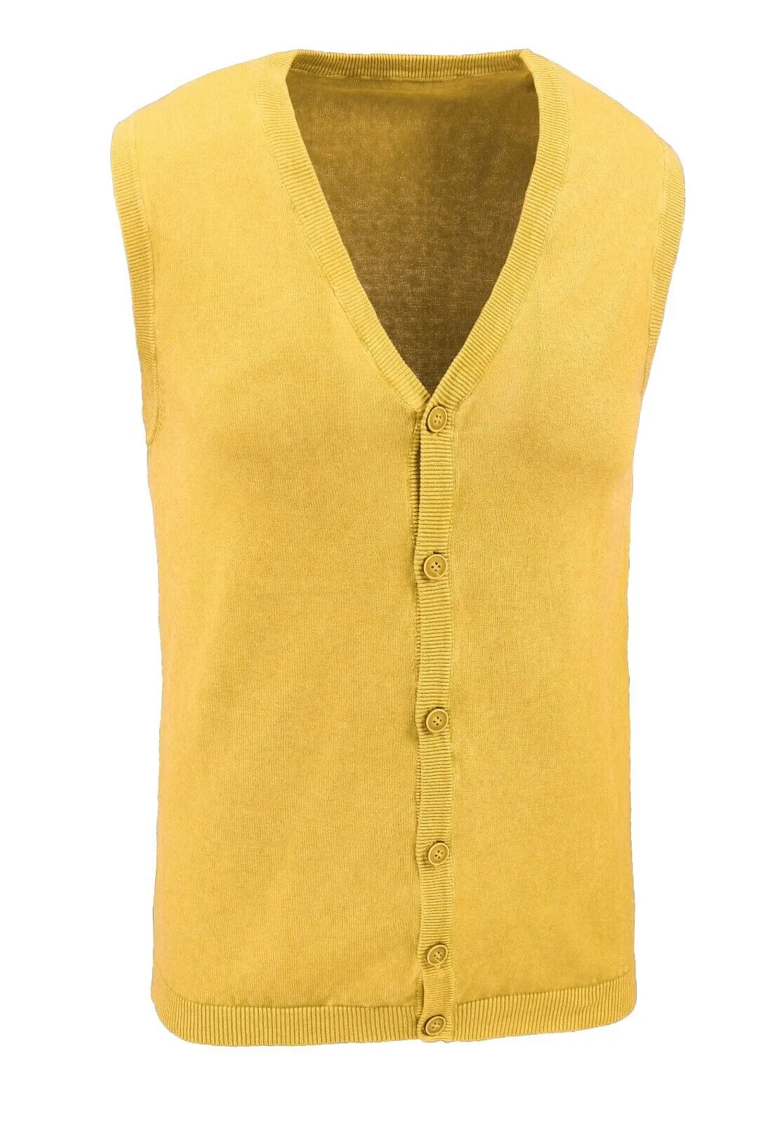 Gilet smanicato uomo primavera estate giallo Cardigan maglia Slim Fit in cotone