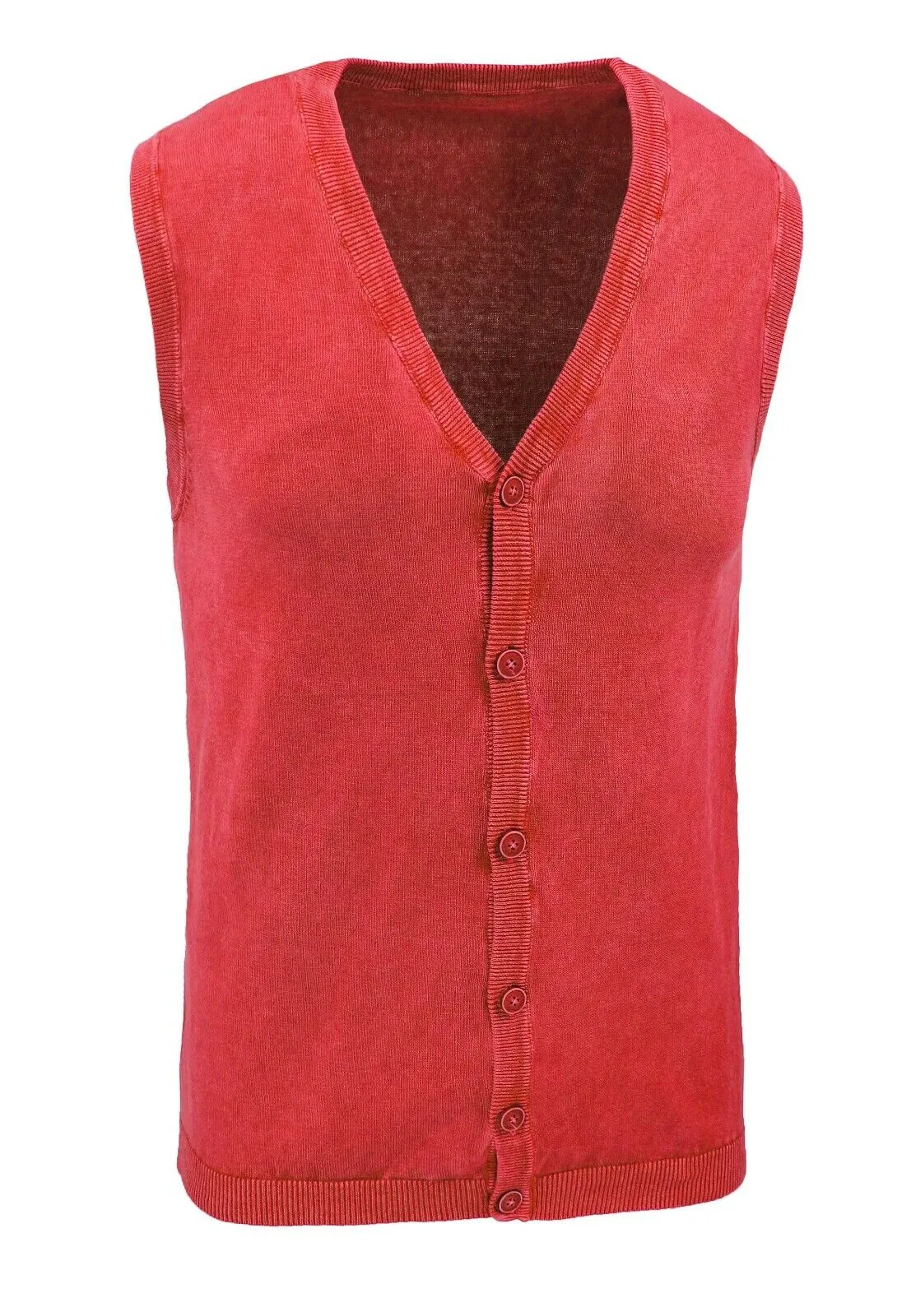 Gilet smanicato uomo primavera estate rosso Cardigan maglia Slim Fit in cotone