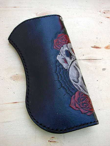 Handmade biker wallet with skull and knuckles