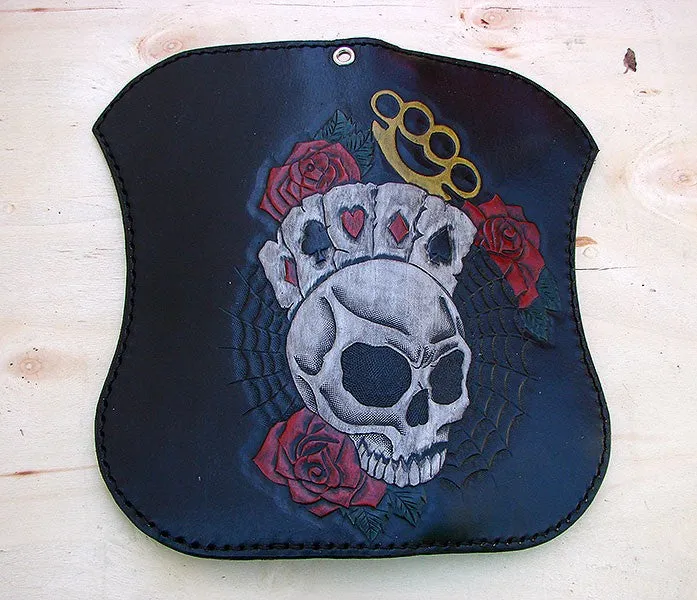 Handmade biker wallet with skull and knuckles