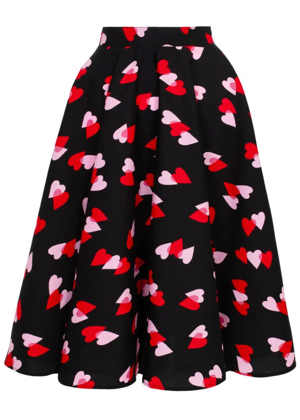 Hell Bunny Confetti Hearts 50's Swing Skirt Black