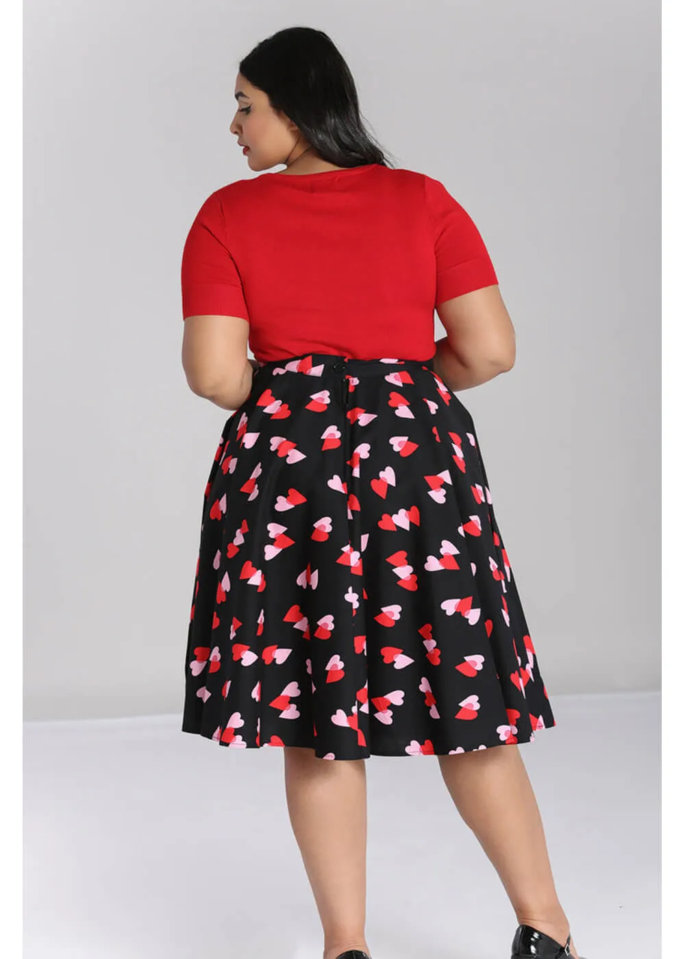 Hell Bunny Confetti Hearts 50's Swing Skirt Black