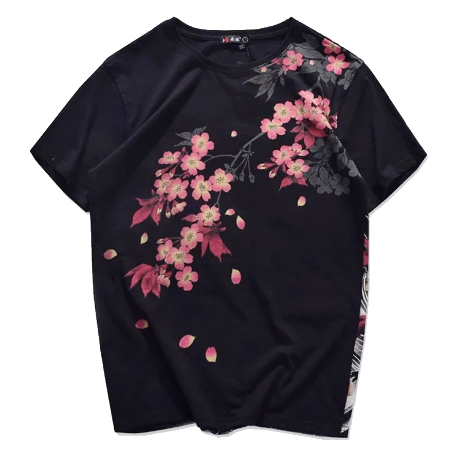 Koi Fish embroidery T-Shirt (Black)