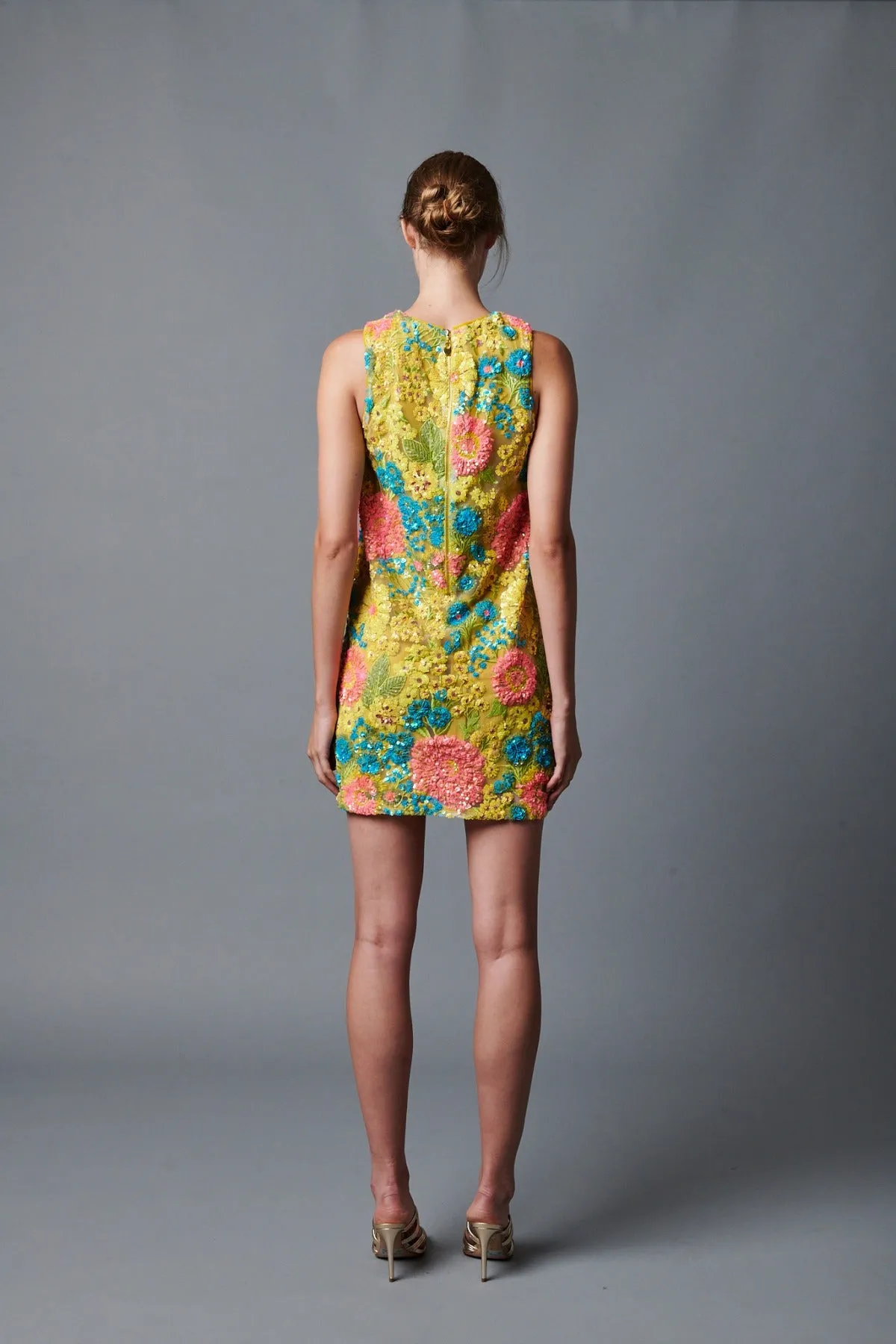 Le Superbe Day Shifter Dress in Ojai Flower Sequins