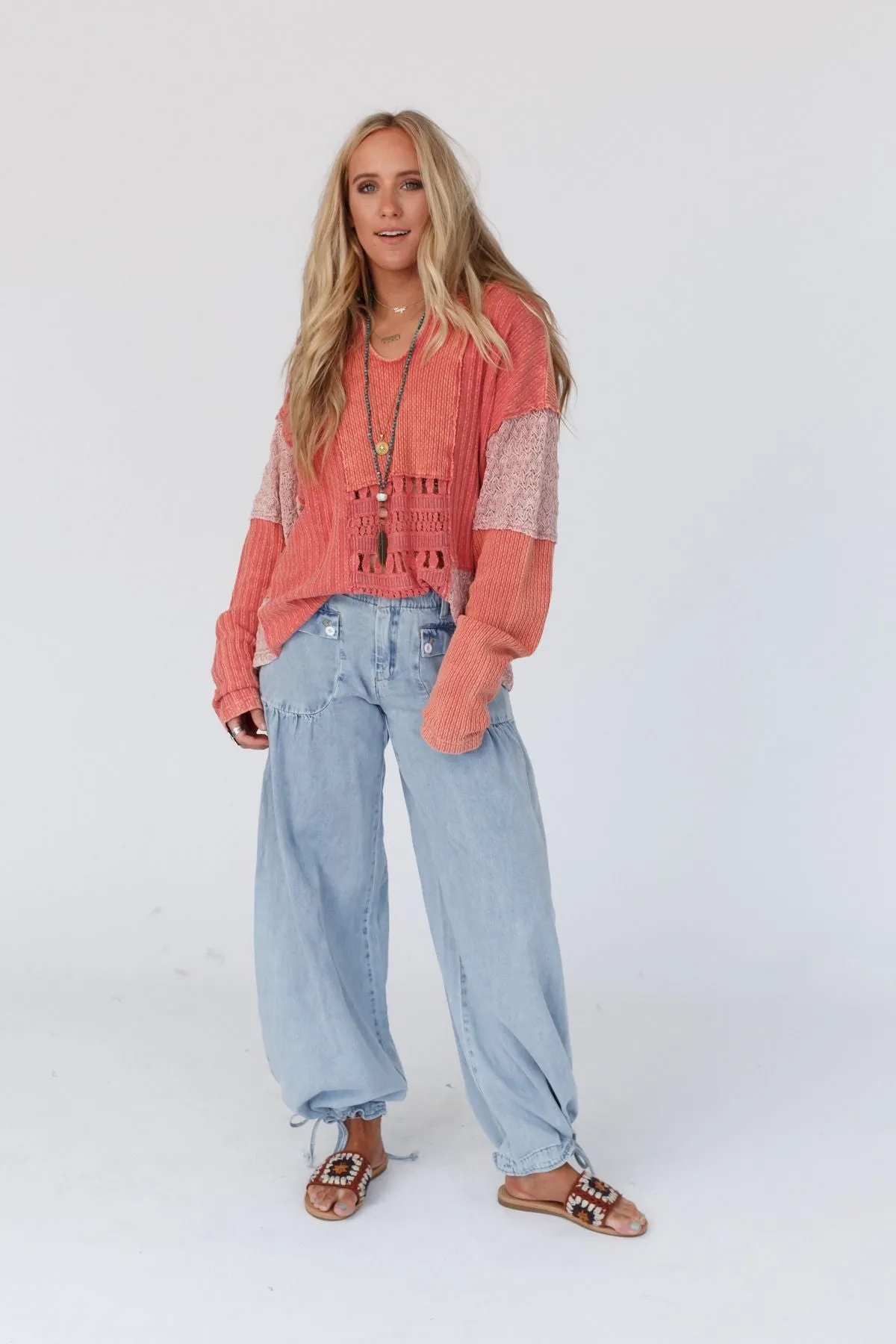 Lets Jet Set Wide Leg Pants - Light Denim