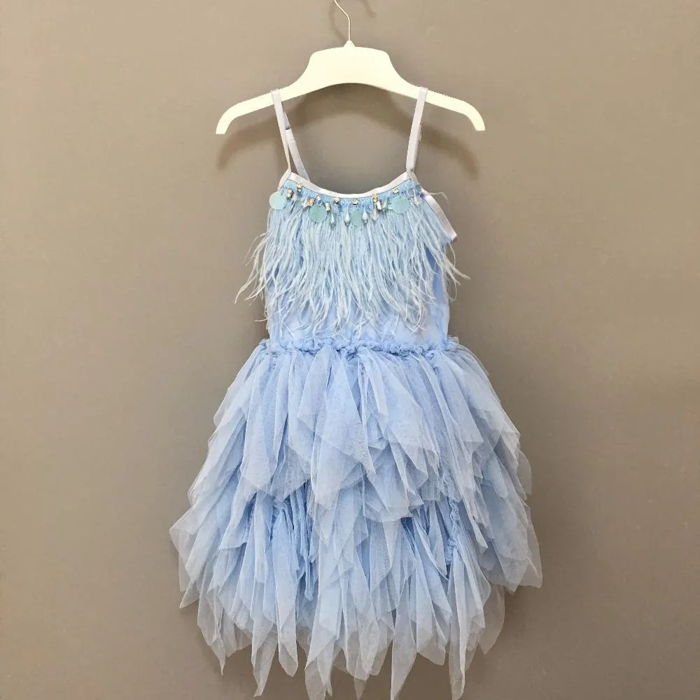 Little Princess Feathers And Ruffles Dress - Limited Edition - Priority Shipping