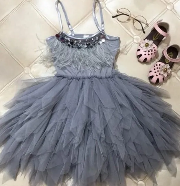 Little Princess Feathers And Ruffles Dress - Limited Edition - Priority Shipping