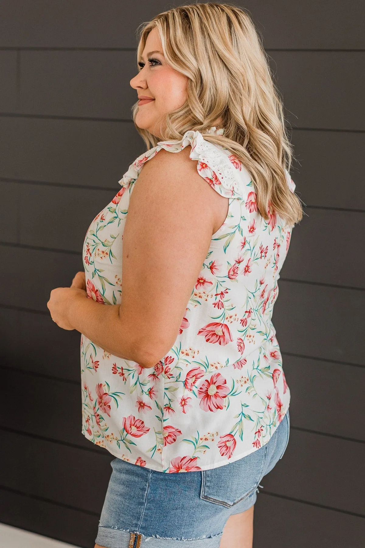 Living For This Floral Blouse- Ivory